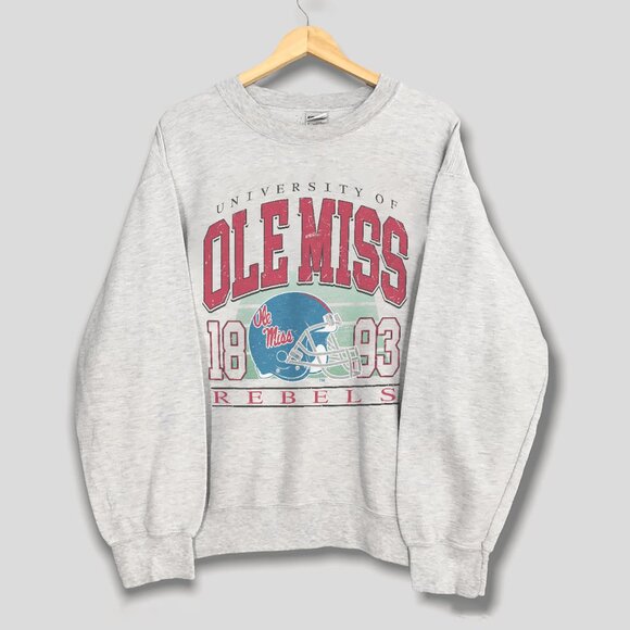 Vintage Ole Miss Rebels Football Sweatshirt, University of Mississippi Shirt Tee - Picture 1 of 2